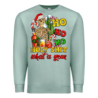 Seafoam Christmas ho ho ho holy shit what a year skeleton Premium Sweatshirt - AdoDesignShop