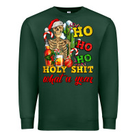 Sports Green Christmas ho ho ho holy shit what a year skeleton Premium Sweatshirt - AdoDesignShop