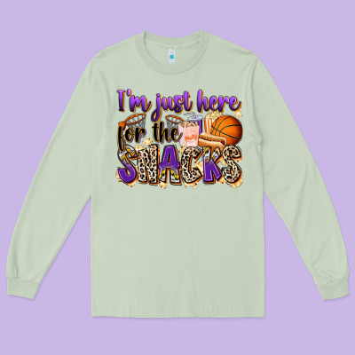 I'm Just Here For The Snacks Basketball Long Sleeve Tee Designed By Zillion Design Studio
