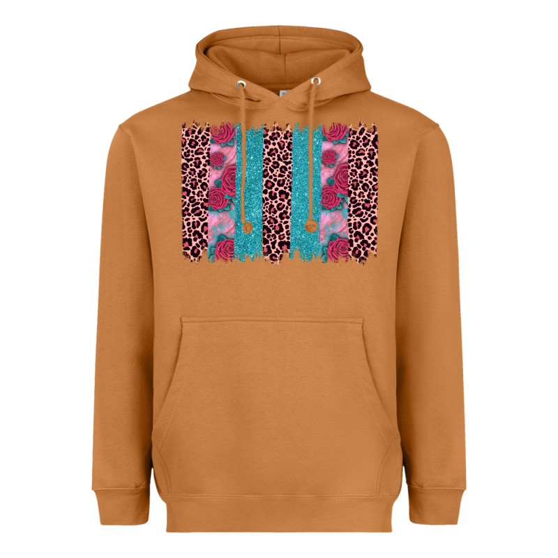 Valentines Day Leopard Rose Glitter Brush Stoke Heavyweight Hoodie by JahusDesignShop | Teevron
