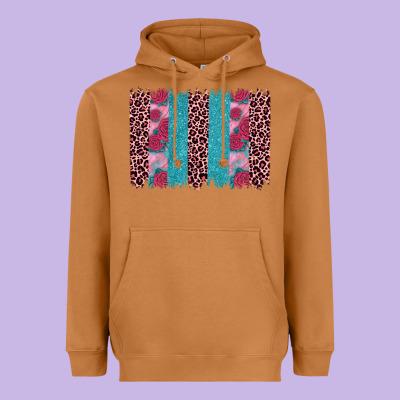 Valentines Day Leopard Rose Glitter Brush Stoke Heavyweight Hoodie Designed By Jahusdesignshop