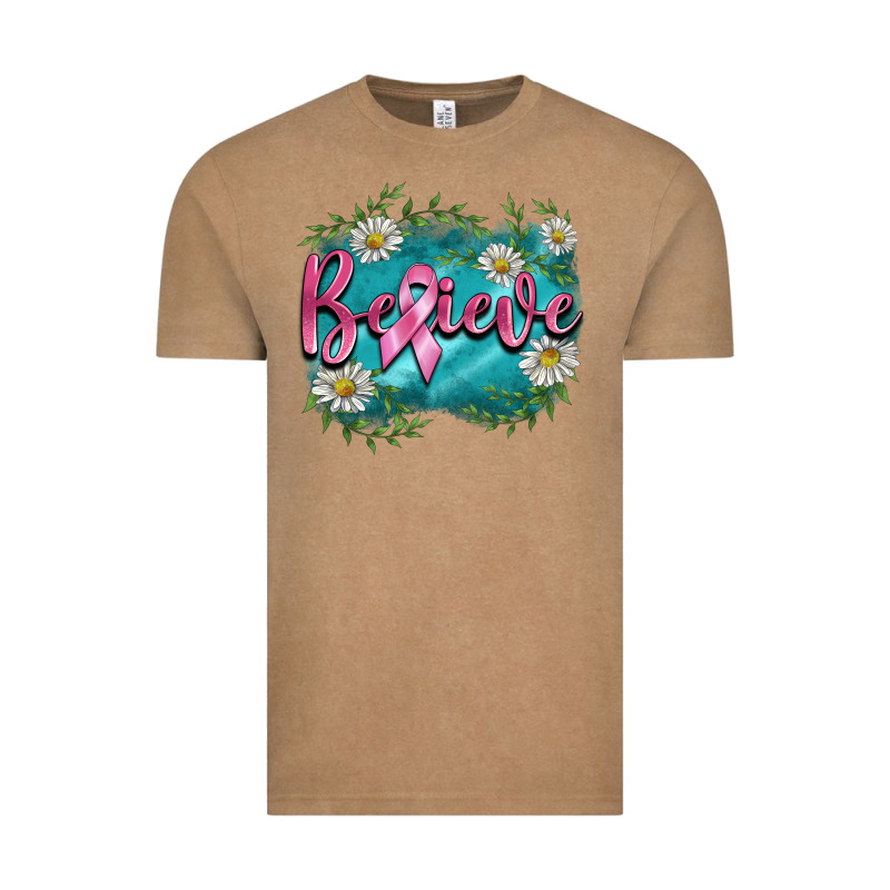 Breast Cancer Believe Vintage Tee by BarkalooDesign | Teevron
