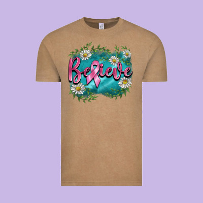 Breast Cancer Believe Vintage Tee Designed By Barkaloodesign