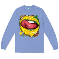 Colony Blue lemon lips with leopard Long Sleeve Tee - texasbilliewilder