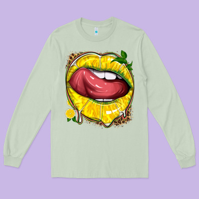 Lemon Lips With Leopard Long Sleeve Tee Designed By Texasbilliewilder