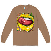 Toasted Coconut lemon lips with leopard Long Sleeve Tee - texasbilliewilder