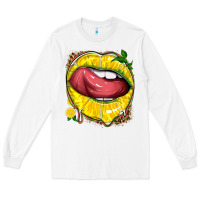 White lemon lips with leopard Long Sleeve Tee - texasbilliewilder