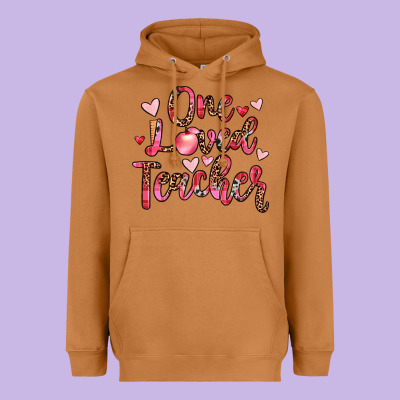 One Loved Teacher Heavyweight Hoodie Designed By Jahusdesignshop
