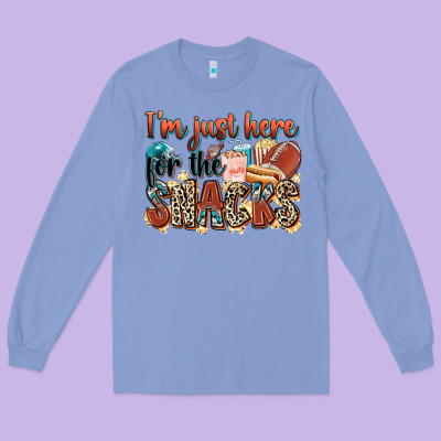 I'm Just Here For The Snacks American Football Long Sleeve Tee Designed By Zillion Design Studio