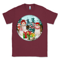 Burgundy Christmas snowman Classic Tee - FaDigitalArtStudio