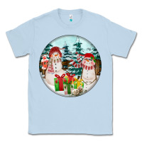 Dusty Blue Christmas snowman Classic Tee - FaDigitalArtStudio