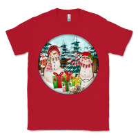 Red Christmas snowman Classic Tee - FaDigitalArtStudio