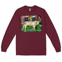 Burgundy charolais bull black angus cattle and bull with barnyard and cowhide Long Sleeve Tee - RanaPortraitStore