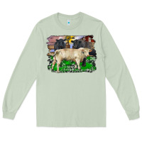 Matcha charolais bull black angus cattle and bull with barnyard and cowhide Long Sleeve Tee - RanaPortraitStore