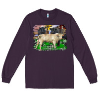 Plum charolais bull black angus cattle and bull with barnyard and cowhide Long Sleeve Tee - RanaPortraitStore