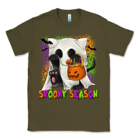 Army Green Spooky Season Ghost Cat Classic Tee - texasbilliewilder