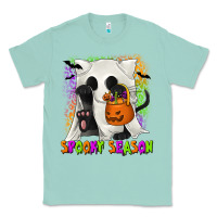 Seafoam Spooky Season Ghost Cat Classic Tee - texasbilliewilder