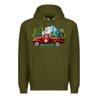 Army Green lvn nurse truck with cactus and sunflowers Premium Hoodie - AdoDesignShop