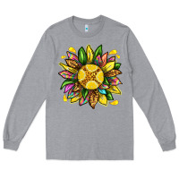 Heather Grey lemon sunflower Long Sleeve Tee - texasbilliewilder