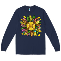 Navy lemon sunflower Long Sleeve Tee - texasbilliewilder