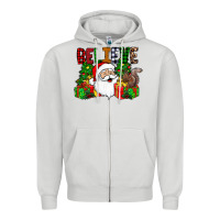 Dove Grey believe Zipper Hoodie - CowhideDigitalArt