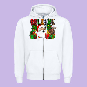 Believe Zipper Hoodie Designed By Cowhidedigitalart