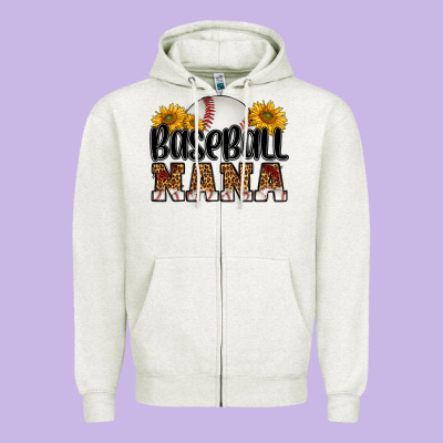 Baseball Nana Zipper Hoodie Designed By Hra Design Shop