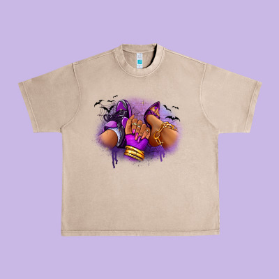 Halloween Sneaker And Heel Afro Woman Urban Heavy Tee Designed By Ranaportraitstore