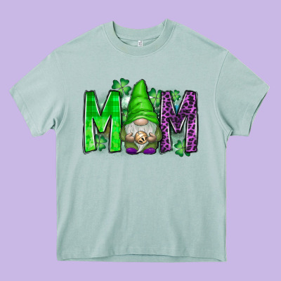 St Patricks Day Mom Gnome Heavy Core Tee Designed By Cowhidedigitalart