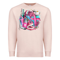Pale Pink dental elements and cancer with cowhide and leopard Premium Sweatshirt - AdoDesignShop