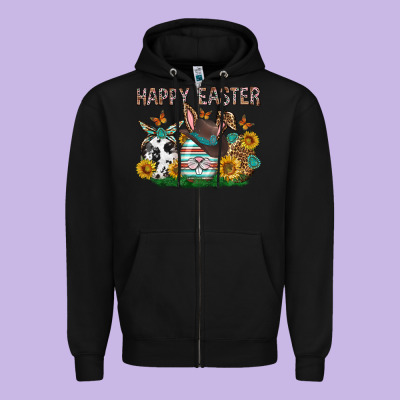 Western Happy Easter Zipper Hoodie Designed By Neo Western