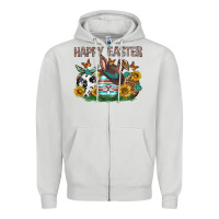 Dove Grey Western Happy Easter Zipper Hoodie - Neo Western