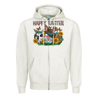 Oatmeal Heather Western Happy Easter Zipper Hoodie - Neo Western