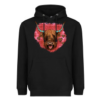 Black highland cow valentines Heavyweight Hoodie - JahusDesignShop