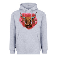 Heather Grey highland cow valentines Heavyweight Hoodie - JahusDesignShop