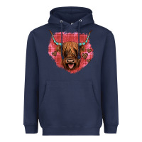 Navy highland cow valentines Heavyweight Hoodie - JahusDesignShop