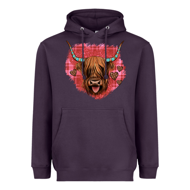 Highland Cow Valentines Heavyweight Hoodie by JahusDesignShop | Teevron