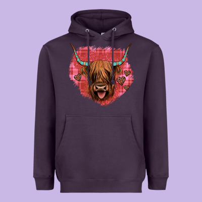 Highland Cow Valentines Heavyweight Hoodie Designed By Jahusdesignshop