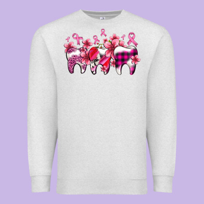 Cancer Ribbon With Teeth Premium Sweatshirt Designed By Adodesignshop