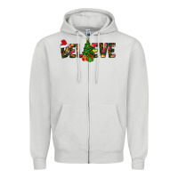 Dove Grey believe christmas Zipper Hoodie - CowhideDigitalArt