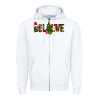 White believe christmas Zipper Hoodie - CowhideDigitalArt