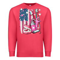 Cardinal American flag and dental elements with teeth Premium Sweatshirt - AdoDesignShop