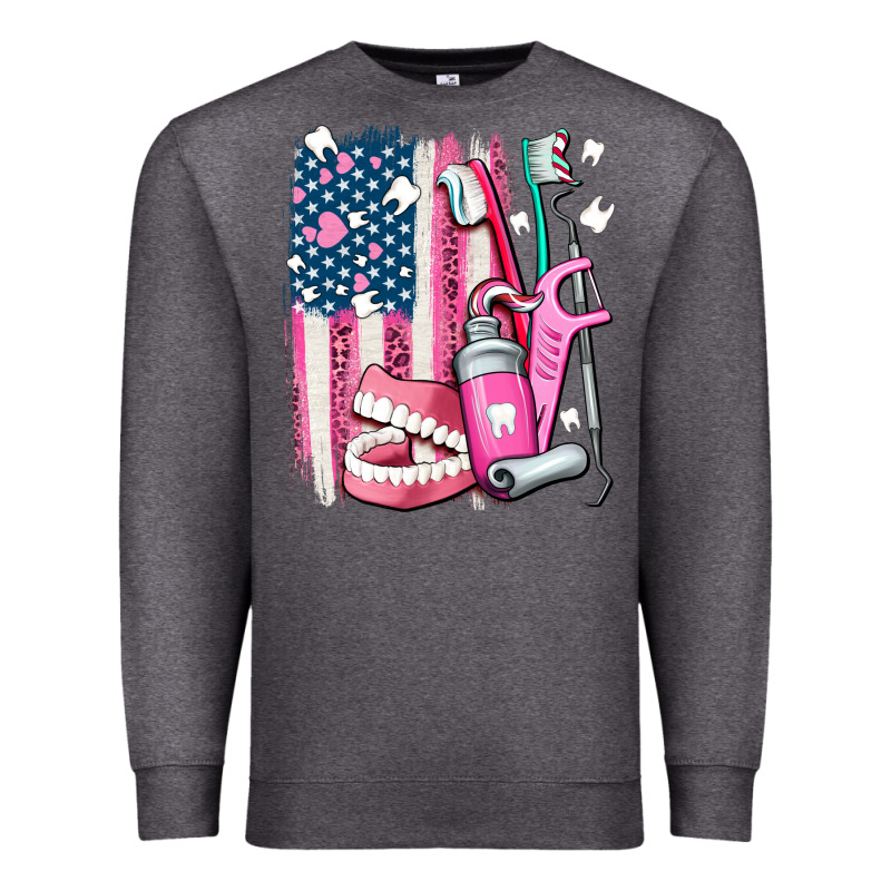 American Flag And Dental Elements With Teeth Premium Sweatshirt by AdoDesignShop | Teevron
