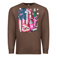 Chestnut American flag and dental elements with teeth Premium Sweatshirt - AdoDesignShop