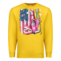 Lemon American flag and dental elements with teeth Premium Sweatshirt - AdoDesignShop