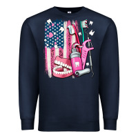 Navy American flag and dental elements with teeth Premium Sweatshirt - AdoDesignShop