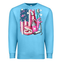 Ocean Blue American flag and dental elements with teeth Premium Sweatshirt - AdoDesignShop