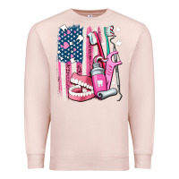 Pale Pink American flag and dental elements with teeth Premium Sweatshirt - AdoDesignShop