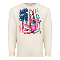 Sandshell American flag and dental elements with teeth Premium Sweatshirt - AdoDesignShop
