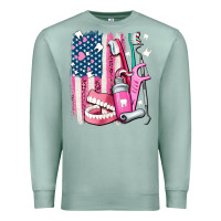 Seafoam American flag and dental elements with teeth Premium Sweatshirt - AdoDesignShop